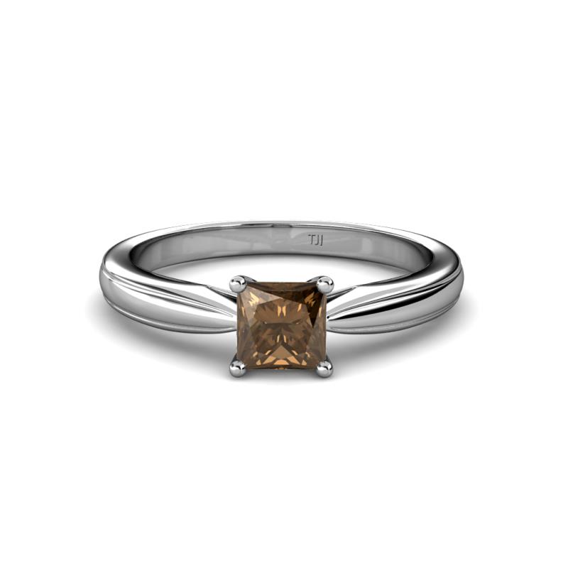 Adsila Princess Cut Smoky Quartz Solitaire Engagement Ring 