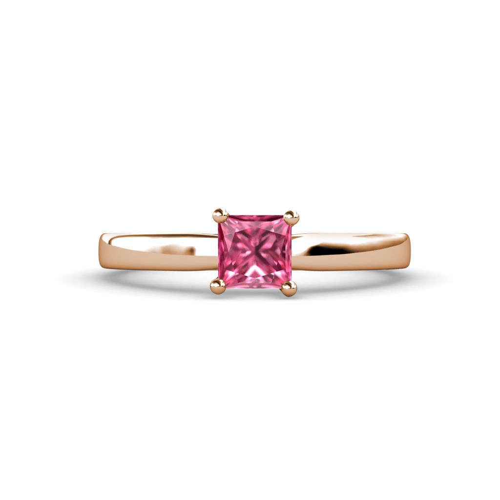 Annora Princess Cut Pink Tourmaline Solitaire Engagement Ring 