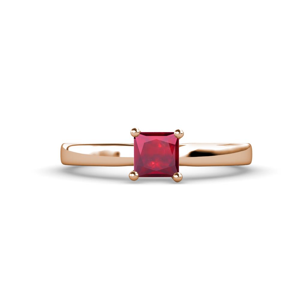 Annora Princess Cut Ruby Solitaire Engagement Ring 
