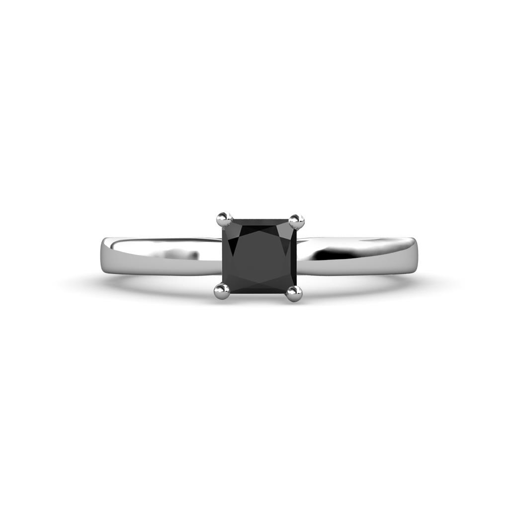 Annora Princess Cut Black Diamond Solitaire Engagement Ring 