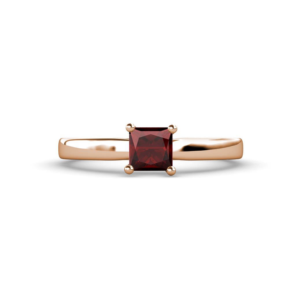 Annora Princess Cut Red Garnet Solitaire Engagement Ring 