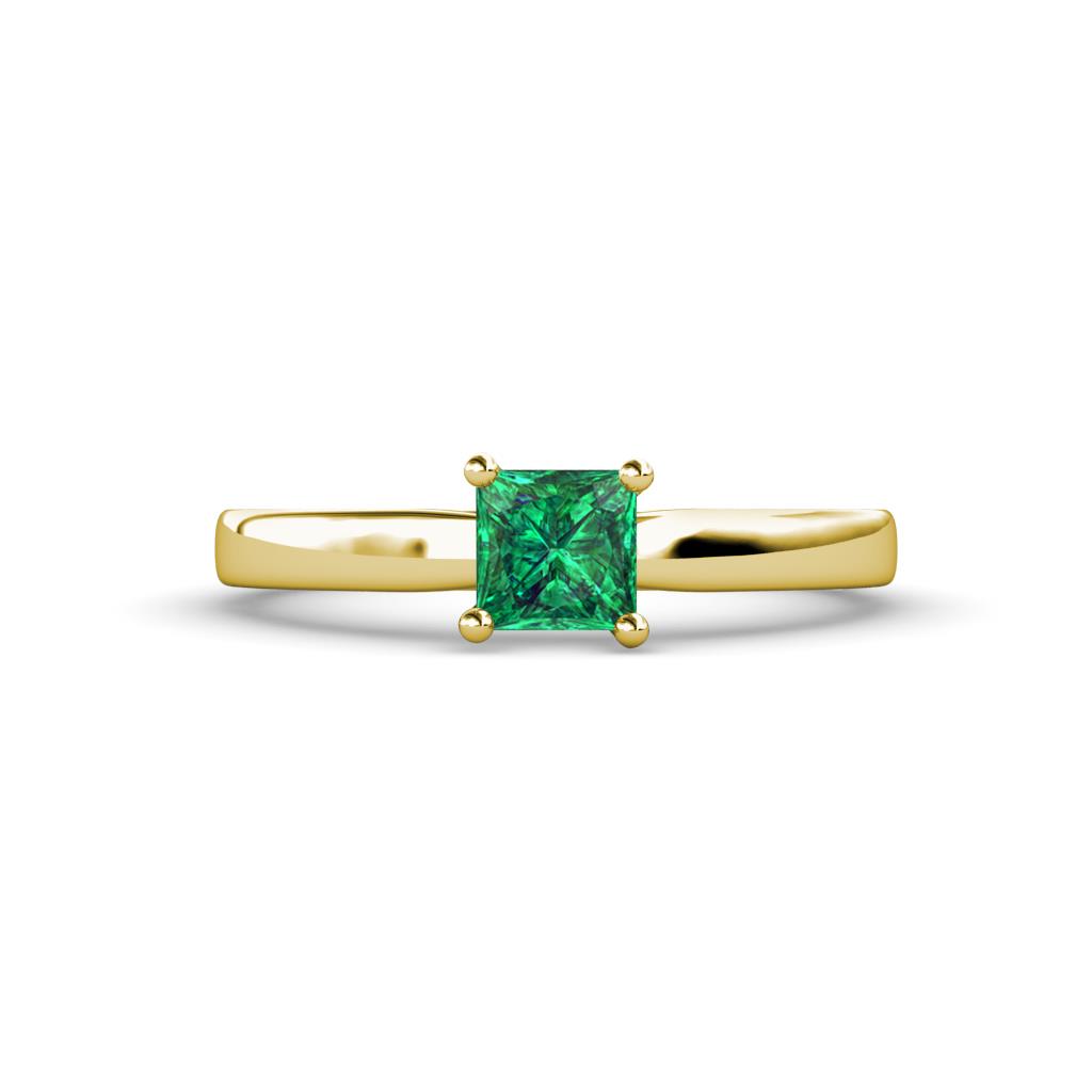 Vermelden Mangel Ritueel Annora Princess Cut (5.5 mm) Emerald Womens Solitaire Engagement Ring 7/8  ct 18K Yellow Gold | TriJewels