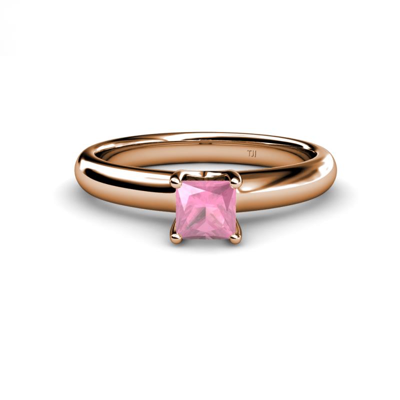 Bianca Princess Cut Pink Tourmaline Solitaire Engagement Ring 