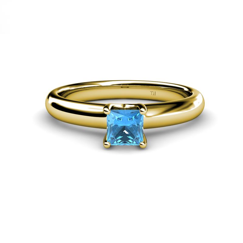 Bianca Princess Cut Blue Topaz Solitaire Engagement Ring 