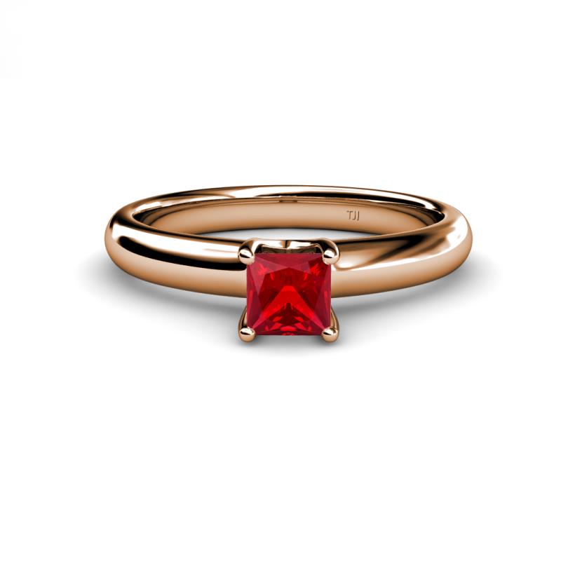 Bianca Princess Cut Ruby Solitaire Engagement Ring 