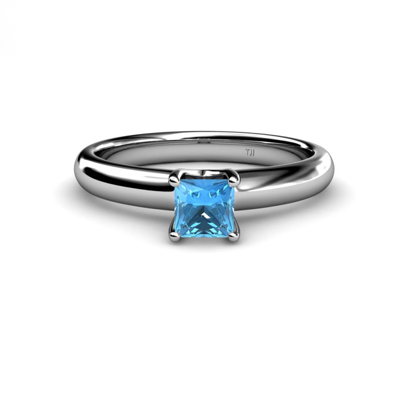 Bianca Princess Cut Blue Topaz Solitaire Engagement Ring 