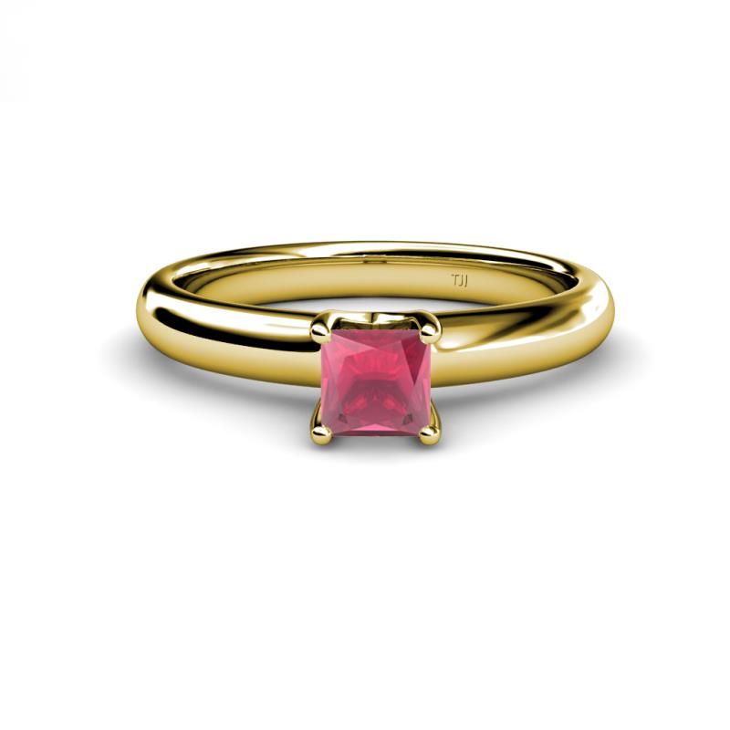 Bianca Princess Cut Rhodolite Garnet Solitaire Engagement Ring 