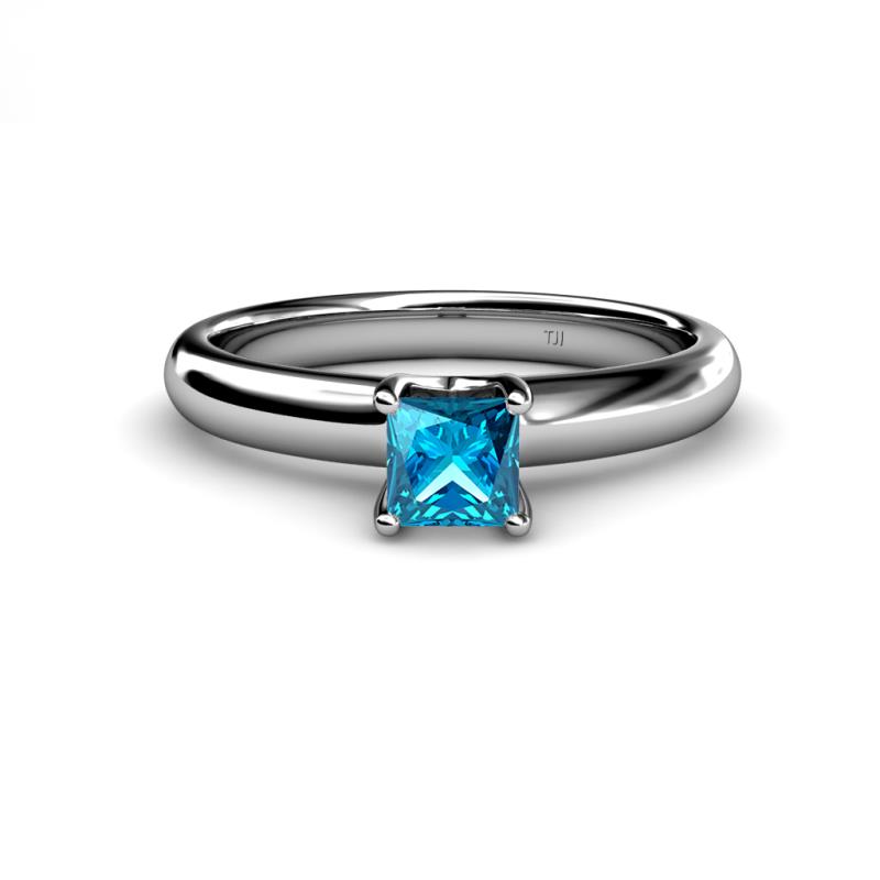 Bianca Princess Cut Blue Diamond Solitaire Engagement Ring 