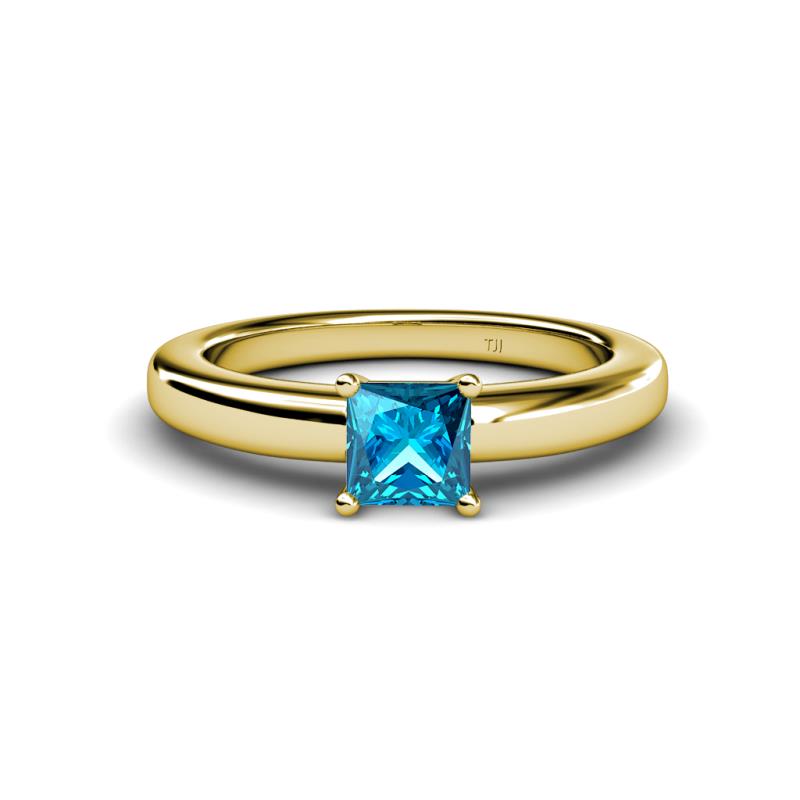 Kyle Princess Cut Blue Diamond Solitaire Engagement Ring 