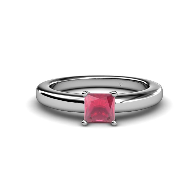 Kyle Princess Cut Rhodolite Garnet Solitaire Engagement Ring 