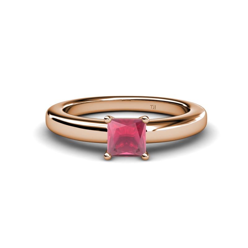 Kyle Princess Cut Rhodolite Garnet Solitaire Engagement Ring 