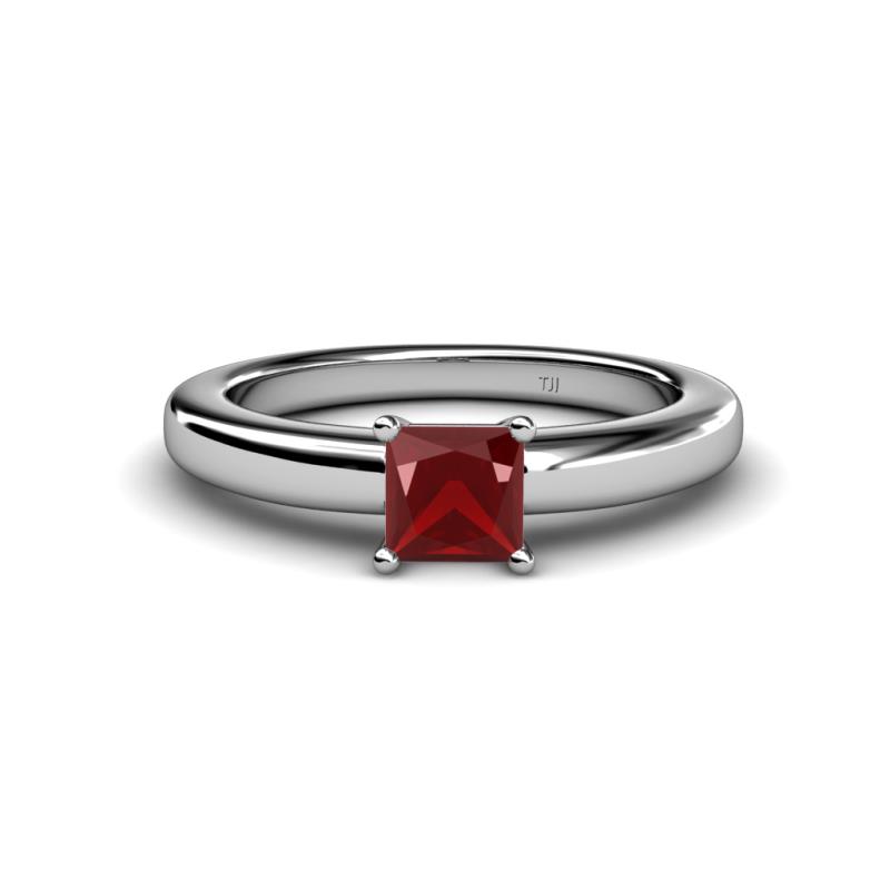 Kyle Princess Cut Red Garnet Solitaire Engagement Ring 