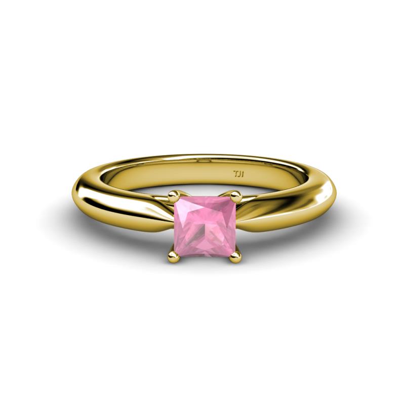 Akila Princess Cut Pink Tourmaline Solitaire Engagement Ring 