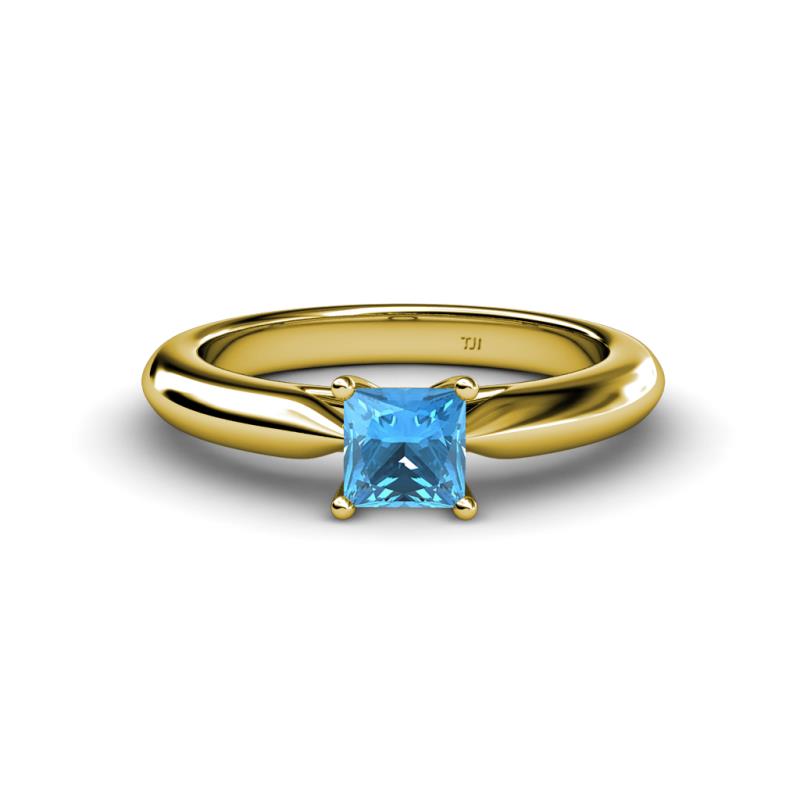 Akila Princess Cut Blue Topaz Solitaire Engagement Ring 