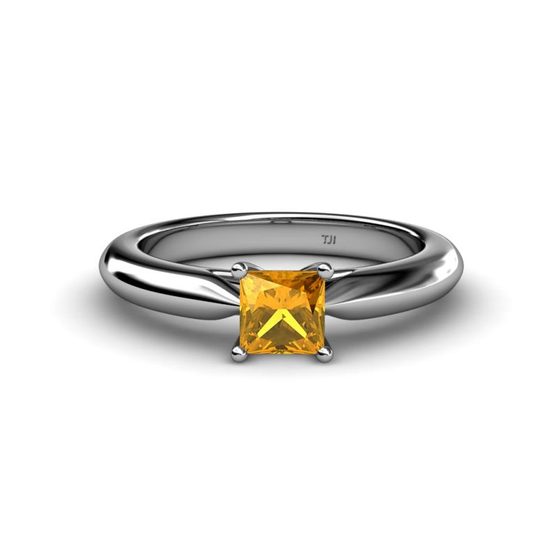 Akila Princess Cut Citrine Solitaire Engagement Ring 