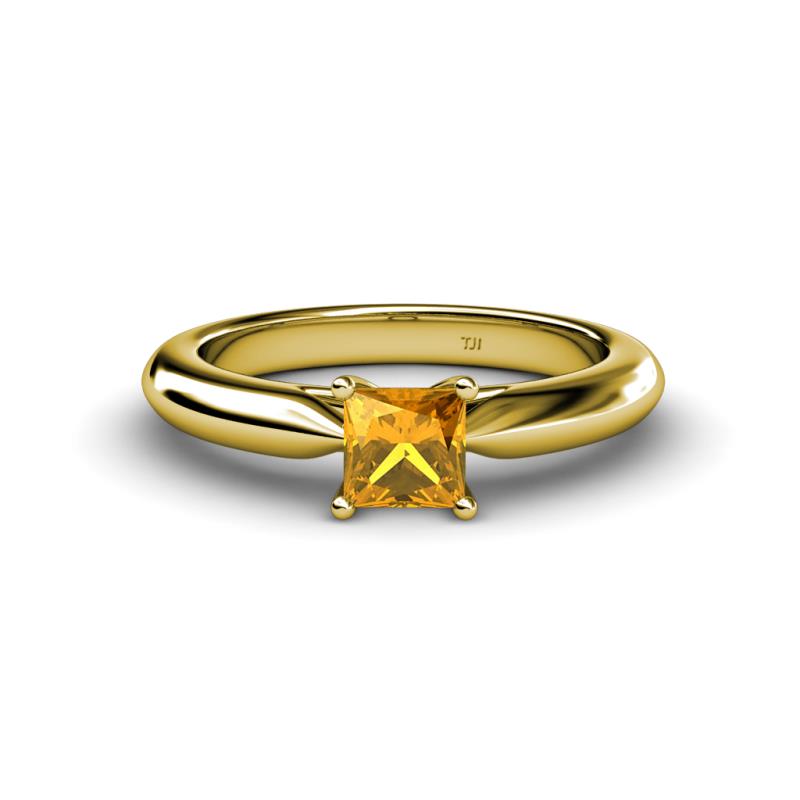 Akila Princess Cut Citrine Solitaire Engagement Ring 