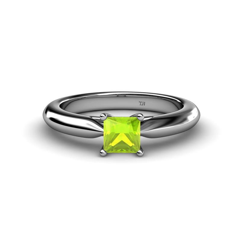 Akila Princess Cut Peridot Solitaire Engagement Ring 