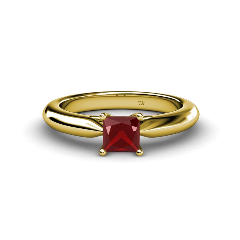 Akila Princess Cut Red Garnet Solitaire Engagement Ring 