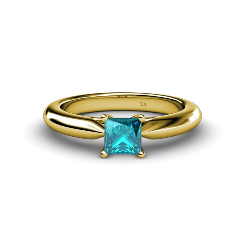 Akila Princess Cut London Blue Topaz Solitaire Engagement Ring 