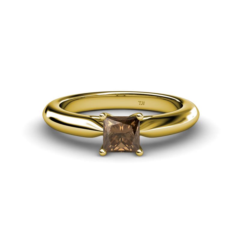 Akila Princess Cut Smoky Quartz Solitaire Engagement Ring 