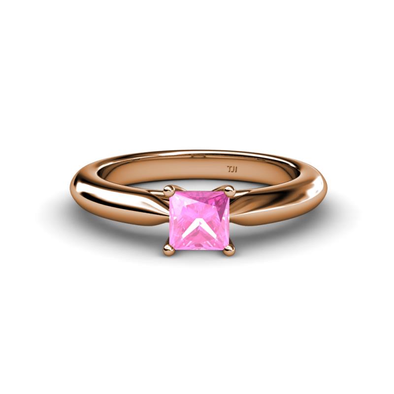 Akila Princess Cut Lab Created Pink Sapphire Solitaire Engagement Ring 