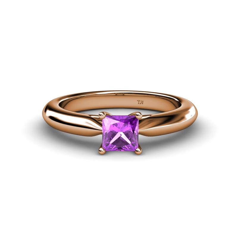 Akila Princess Cut Amethyst Solitaire Engagement Ring 