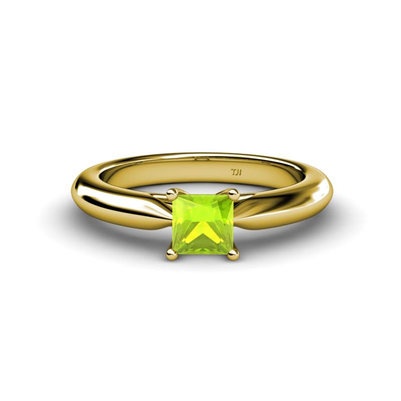 Akila Princess Cut Peridot Solitaire Engagement Ring 