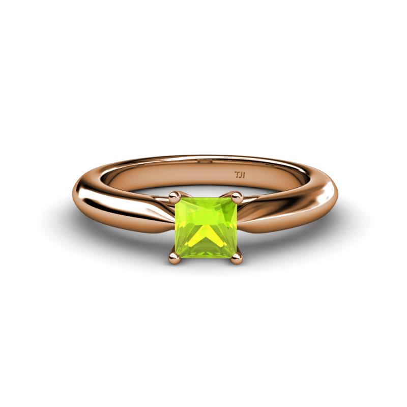 Akila Princess Cut Peridot Solitaire Engagement Ring 