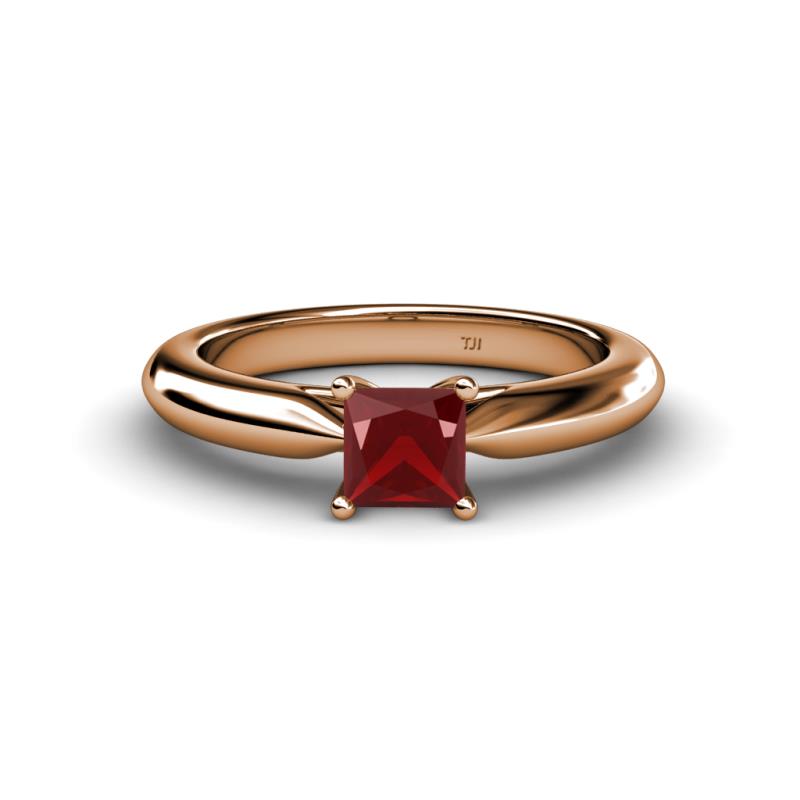 Akila Princess Cut Red Garnet Solitaire Engagement Ring 