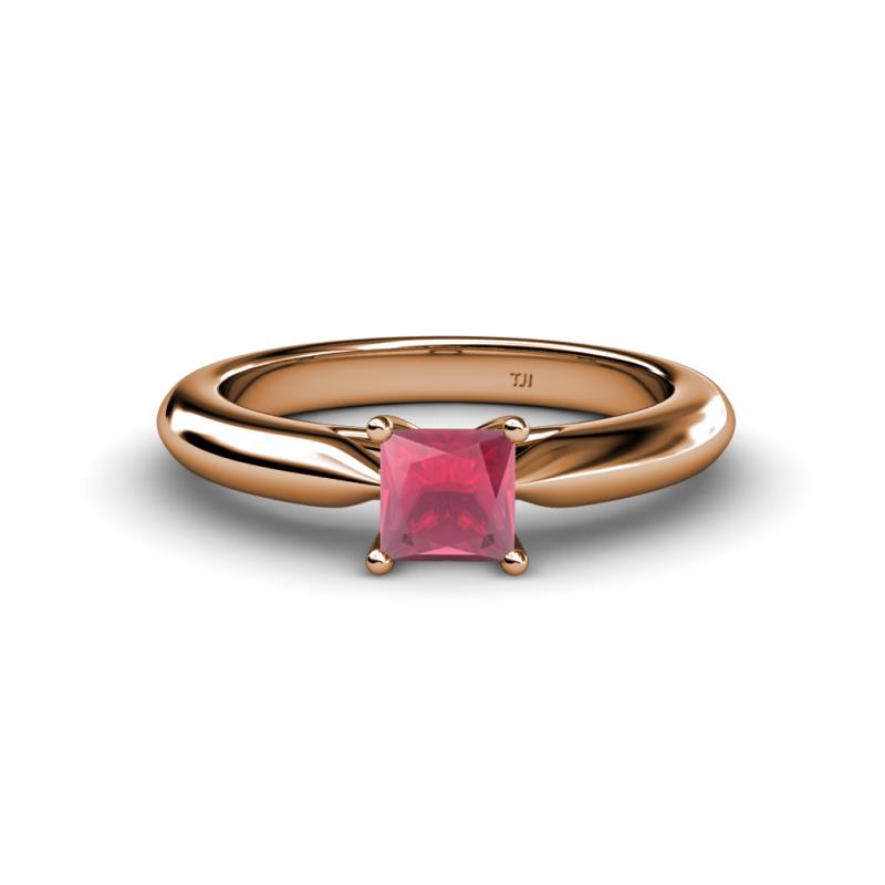 Akila Princess Cut Rhodolite Garnet Solitaire Engagement Ring 
