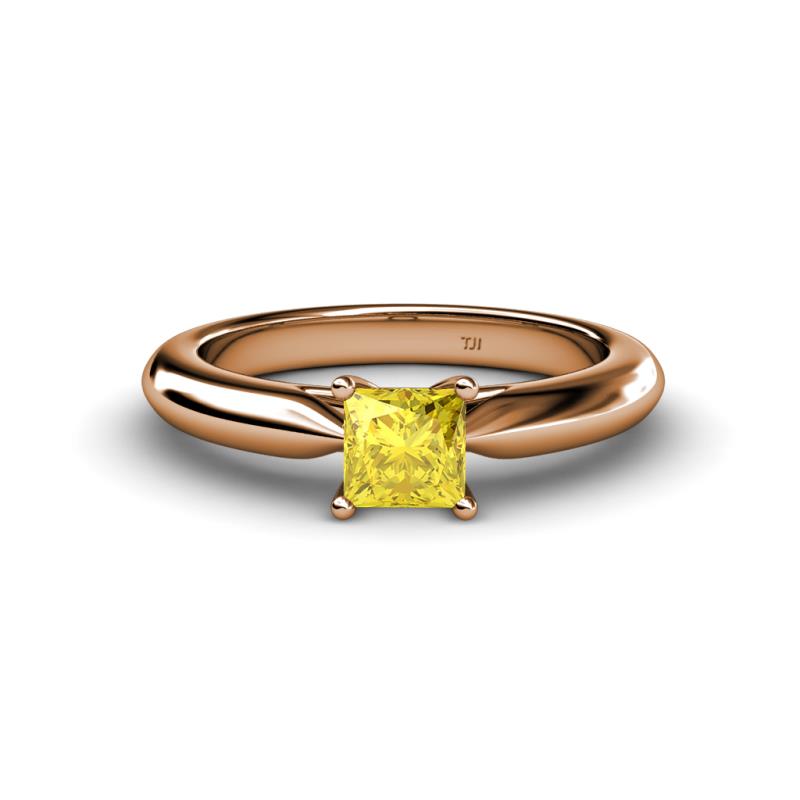 Akila Princess Cut Lab Created Yellow Sapphire Solitaire Engagement Ring 
