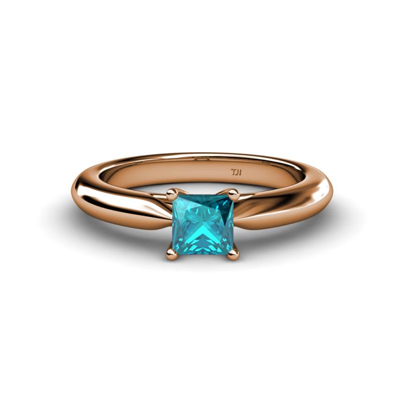 Akila Princess Cut London Blue Topaz Solitaire Engagement Ring 