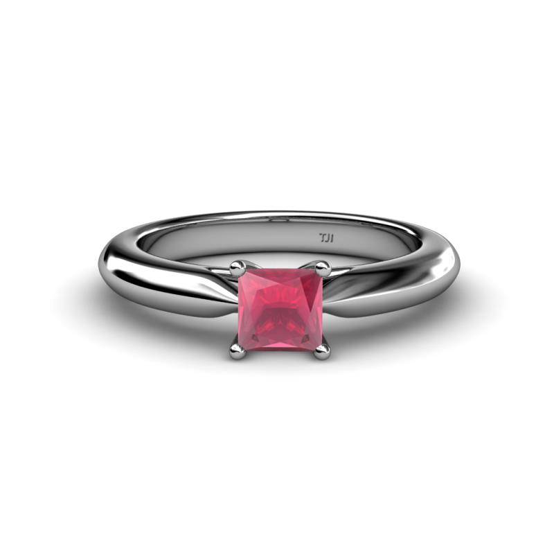 Akila Princess Cut Rhodolite Garnet Solitaire Engagement Ring 