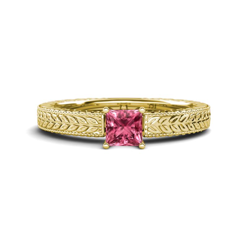Kaelan 6.00 mm Princess Cut Pink Tourmaline Solitaire Engagement Ring 