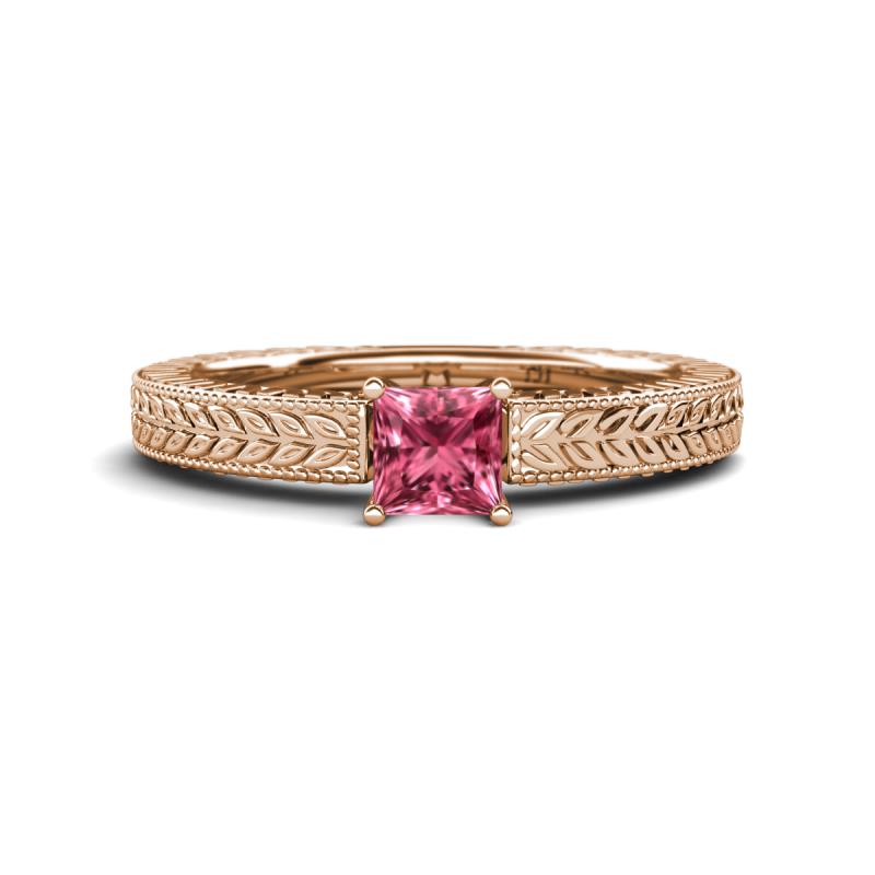Kaelan 6.00 mm Princess Cut Pink Tourmaline Solitaire Engagement Ring 