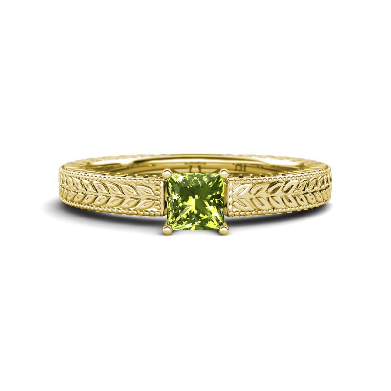 Kaelan 6.00 mm Princess Cut Peridot Solitaire Engagement Ring 