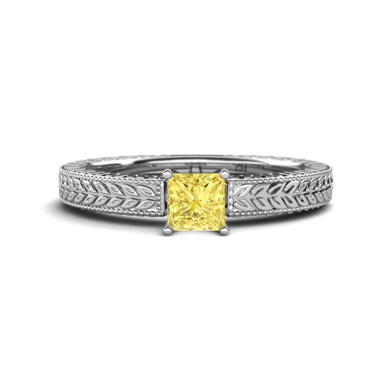 Kaelan 6.00 mm Princess Cut Lab Created Yellow Sapphire Solitaire Engagement Ring 