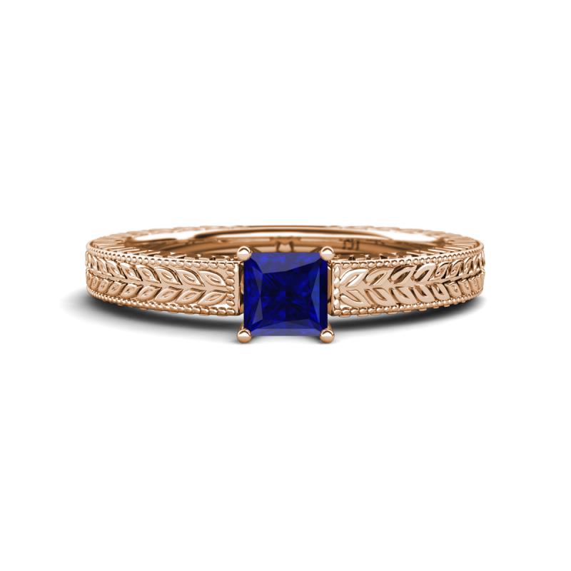 Kaelan 6.00 mm Princess Cut Lab Created Blue Sapphire Solitaire Engagement Ring 