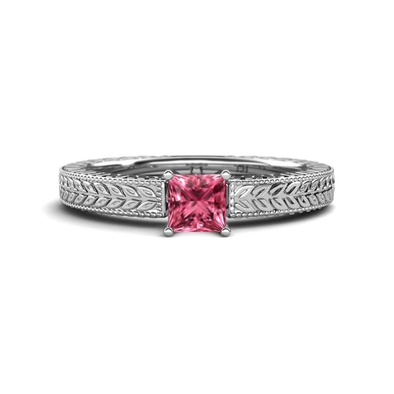 Kaelan 6.00 mm Princess Cut Pink Tourmaline Solitaire Engagement Ring 