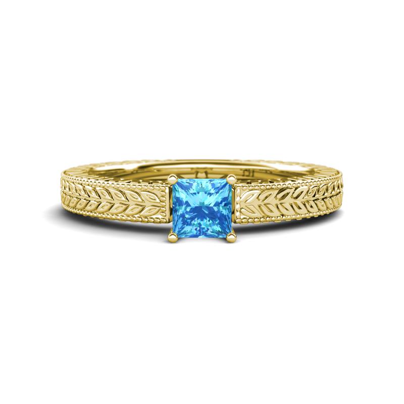 Kaelan 6.00 mm Princess Cut Blue Topaz Solitaire Engagement Ring 