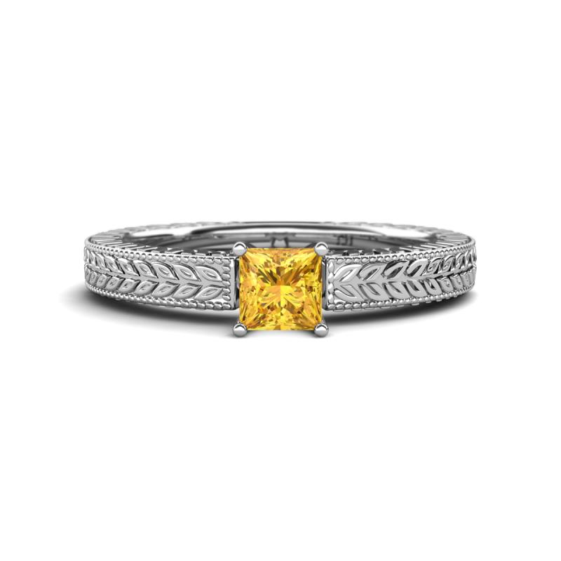 Kaelan 6.00 mm Princess Cut Citrine Solitaire Engagement Ring 