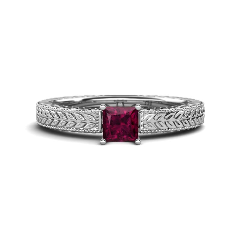 Kaelan 6.00 mm Princess Cut Rhodolite Garnet Solitaire Engagement Ring 