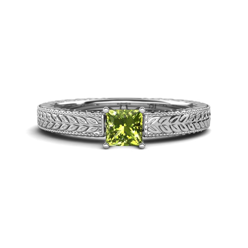 Kaelan 6.00 mm Princess Cut Peridot Solitaire Engagement Ring 