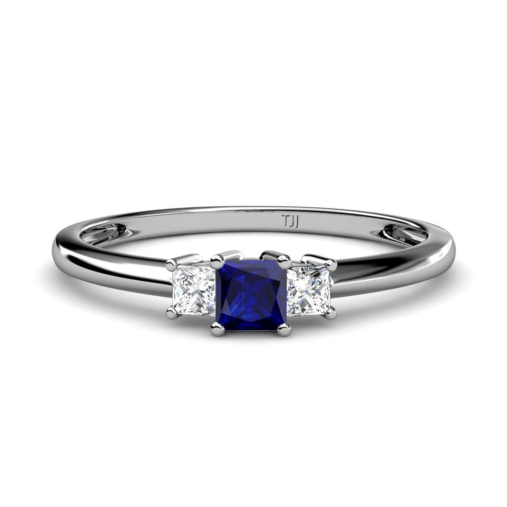 Blue Sapphire Princess Cut Jessica Ring Engagement Ring | Italo Jewelry