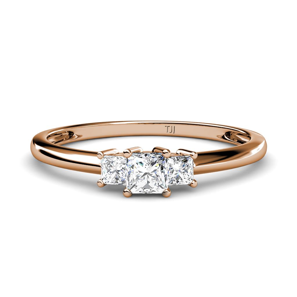 Eadlin Princess Cut Diamond Three Stone Engagement Ring 