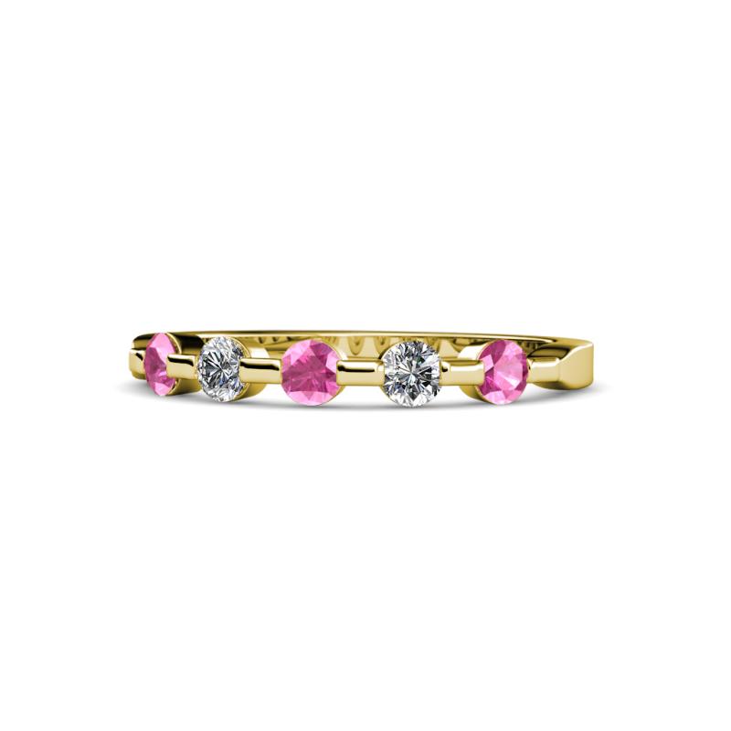 Keva 3.00 mm Pink Sapphire and Diamond 5 Stone Wedding Band 