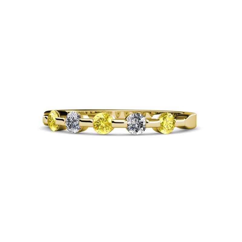 Keva 3.00 mm Yellow Sapphire and Diamond 5 Stone Wedding Band 