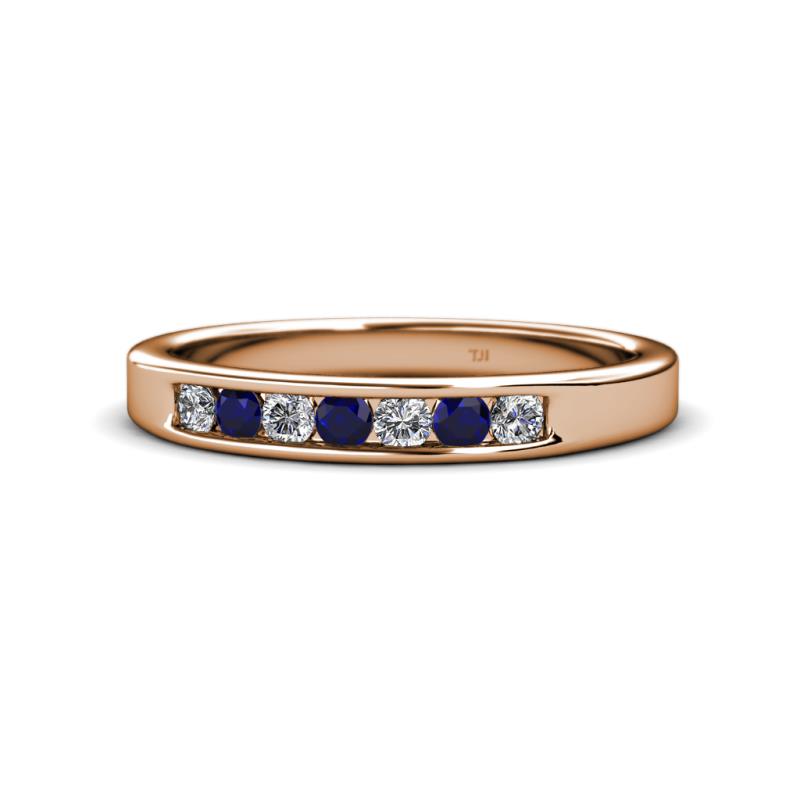 Kathiryn 2.70 mm Blue Sapphire and Diamond 7 Stone Wedding Band 