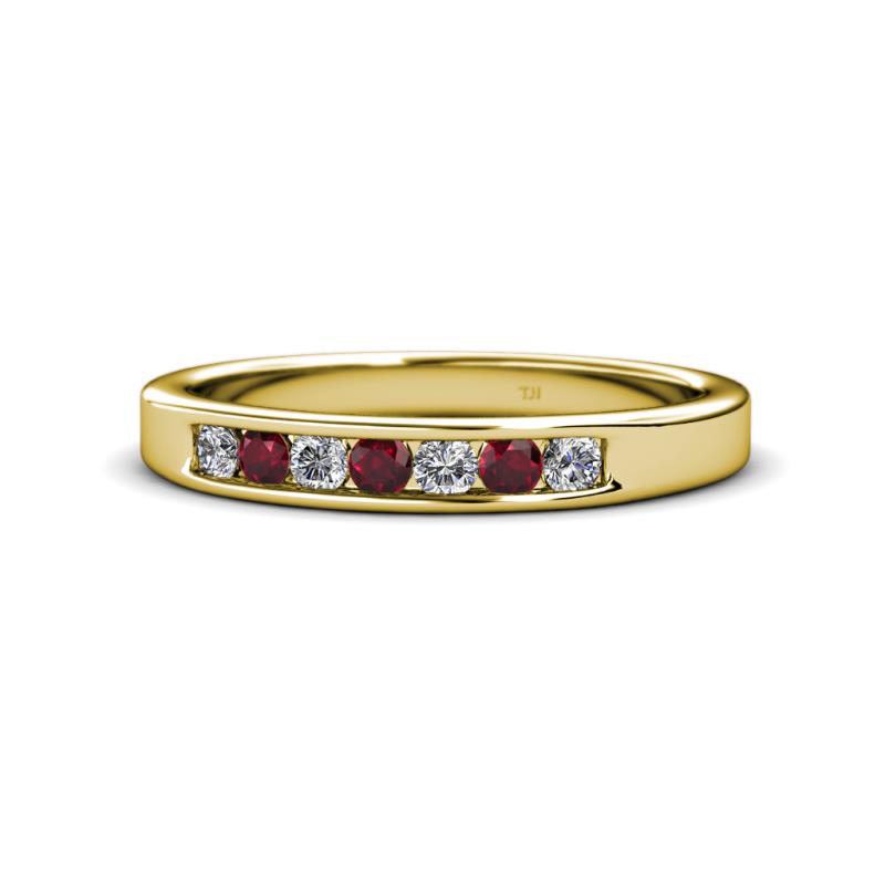 Kathiryn 2.70 mm Ruby and Diamond 7 Stone Wedding Band 