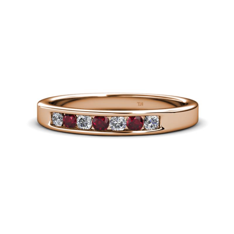 Kathiryn 2.70 mm Ruby and Diamond 7 Stone Wedding Band 